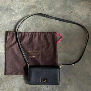 🖤💛 Kate Spade Outlet Black Leather Clutch 💛🖤